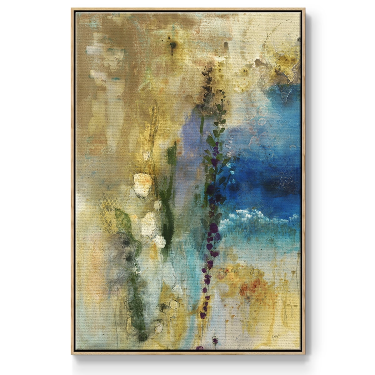 Immerge II Framed Premium Gallery Wrapped Canvas - Ready to Hang - 27 x 41 - Natural Wood Floating Frame