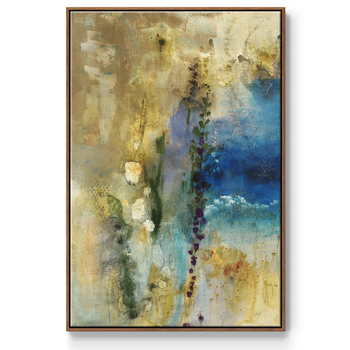 Immerge II Framed Premium Gallery Wrapped Canvas - Ready to Hang - 27 x 41 - Walnut Floating Frame