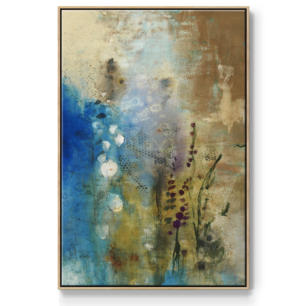 Immerge III Framed Premium Gallery Wrapped Canvas - Ready to Hang - 27 x 41 - Natural Wood Floating Frame