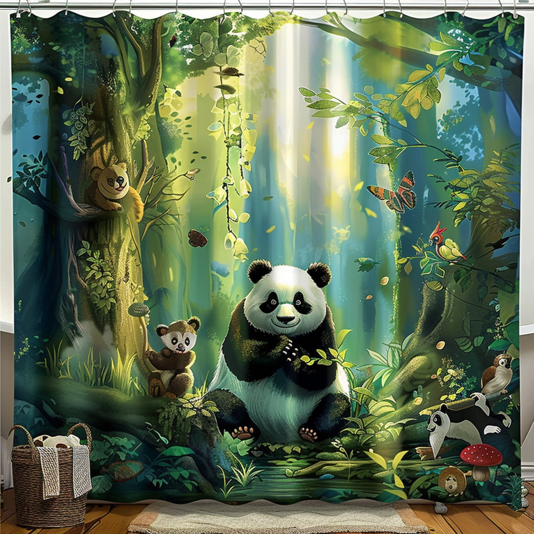 Immerse Yourself in Art: Cartoon Panda Forest Shower Curtain Transform Immerse Yourself in Art: Cartoon Panda Forest Shower Curtain Transform