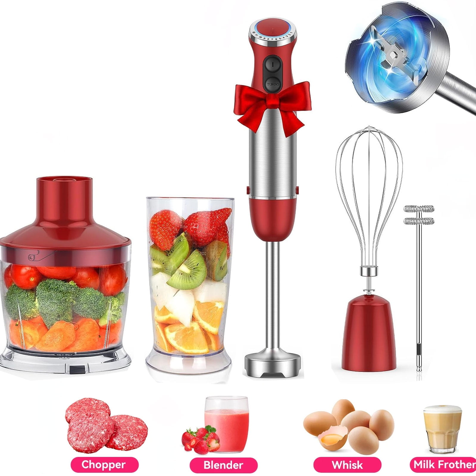 Immersion Blender, 1000 Watt Immersion Hand Blender, 12Speed 5in1 MultiFunction Handheld