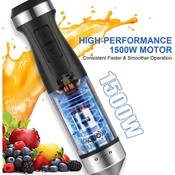 Immersion Blender 5 in 1 Handheld Blender 1500W with Turbo Boost, 20 Speed Modes for Soup, Sauce, Baby Food