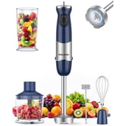 Immersion Blender Handheld 1000W 5 in 1 Corded Stick Hand Blender Kitchen with 12 Speed, BPA-Free, Mixing Beaker, Chopper, Whisk, Milk Frother, Perfect Emulsifier for Soup, Baby Food, Sauce, Puree
