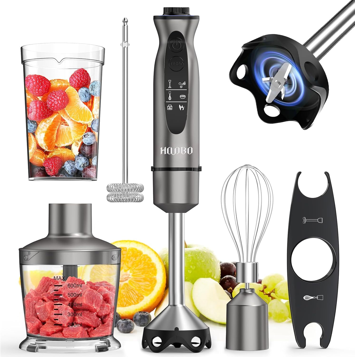 Immersion Blender Handheld 1000W Powerful Scratch Resistant Hand ...