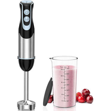 Immersion Blender Handheld, 4-in-1 Stainless Steel Hand Stick Blender Electric with 12-Speeds & Turbo Mode, Powerful 500W Emulsion Blender with Beaker, Chopper & Whisk for Smoothies, Soup