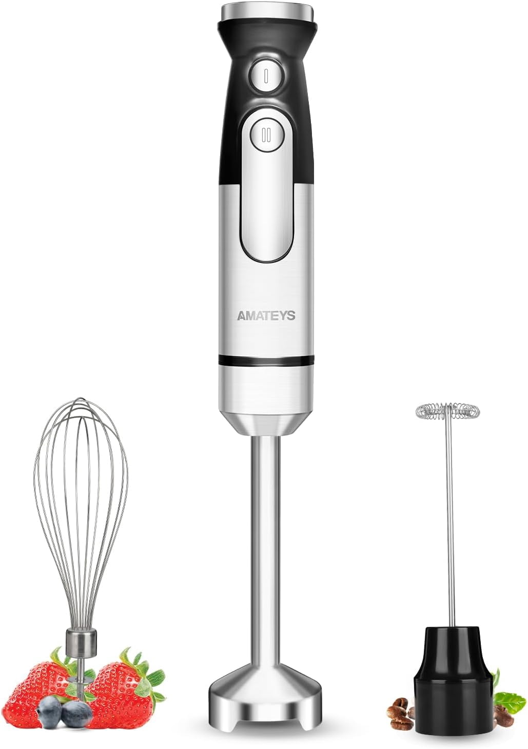 Immersion Blender Handheld,700W Hand Mixer Infinitely Variable Speeds,Multi-function Stainless Steel Stick Electric Kitchen Smoothie Blender with Detachable Whisk, Milk Frother,for Soup Puree