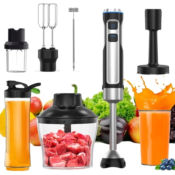 Immersion Blender Handheld 8 in 1 Hand Blender, Electric Blender Max 1000W Immersion Blender with 21 Speed & Turbo Mode, 21 Speed & Turbo Mode, Beaker  Milk Frother Frother