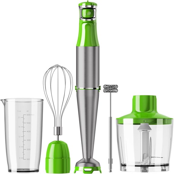 Immersion Blender Handheld Corded Hand Blenders Set 1100W, Trigger Variable Speed 5 in 1 Stick Emulsifier with Chopper, Whisk and Frother for Soup, Baby Food and Smoothies,Black