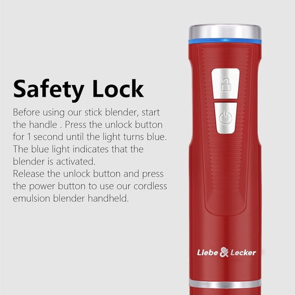 Immersion Blender Handheld Cordless, 3 in 1 Cordless Hand Blender with Whisk Milk Frother for Soup Smoothie Red