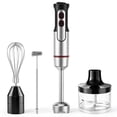 thumbnail image 1 of TINANA 4-in-1 Immersion Hand Blender Set, 7 Speeds Stainless Steel Stick Blender with Chopper, Egg Whisk & Milk Frother, Black, 1 of 7