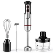 TINANA 4-in-1 Immersion Hand Blender Set, 7 Speeds Stainless Steel Stick Blender with Chopper, Egg Whisk & Milk Frother, Black