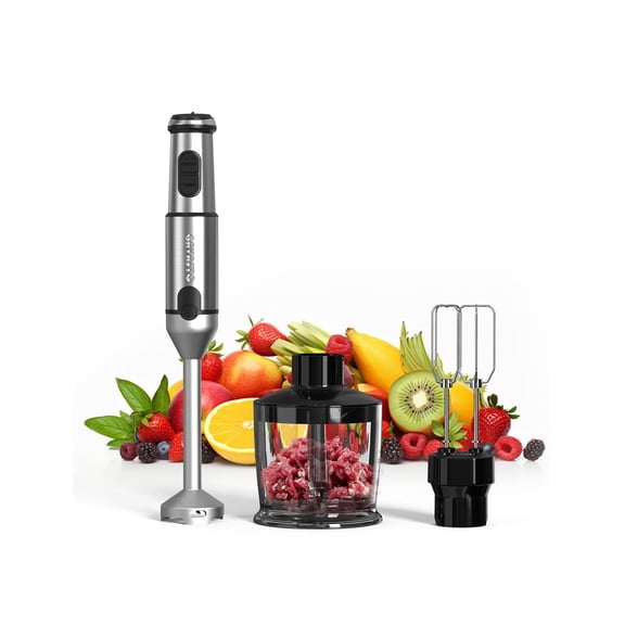 Immersion Blender Handheld GAVASTO Hand Blender,20 Speeds and Turbo Mode Hand Mixer, 3-in-1 Heavy Duty Copper Motor Stainless Steel Y101