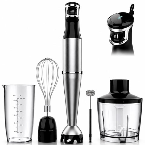 Bitrel Immersion Blender, 1100W 5-in-1 Multi-Speed Hand Blender with 21oz Beaker, Chopper, Whisk & Milk Frother, Ideal for Soup, Baby Food, Sauces, Smoothies & Purees