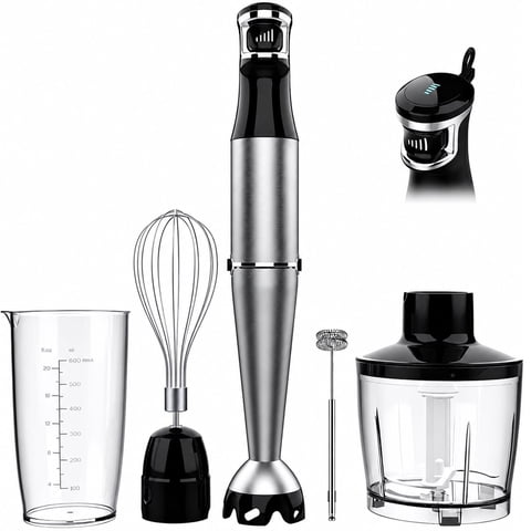 Boyun Daj Immersion Blender, 1100W 5-in-1 Hand Blender, Multi-Speed with 600ml Beaker, Chopper, Whisk & Milk Frother, Ideal for Soup, Baby Food, Sauces, Smoothies & Puree