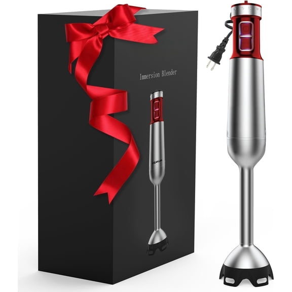 Immersion Blender handheld, 2025 Update Hand Blender, Scratch-Resistant Corded Hand Mixer with Heavy-Duty Copper Brushless and Box Red