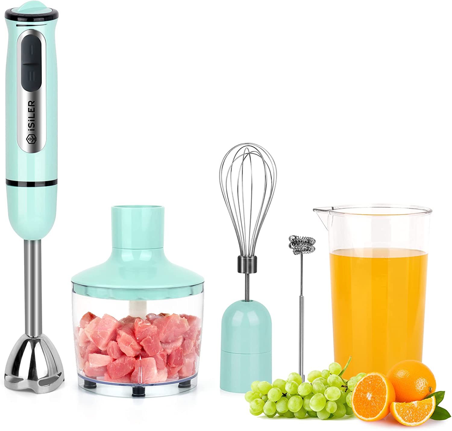 Beautiful 2Speed Immersion Blender with Chopper and Measuring Cup