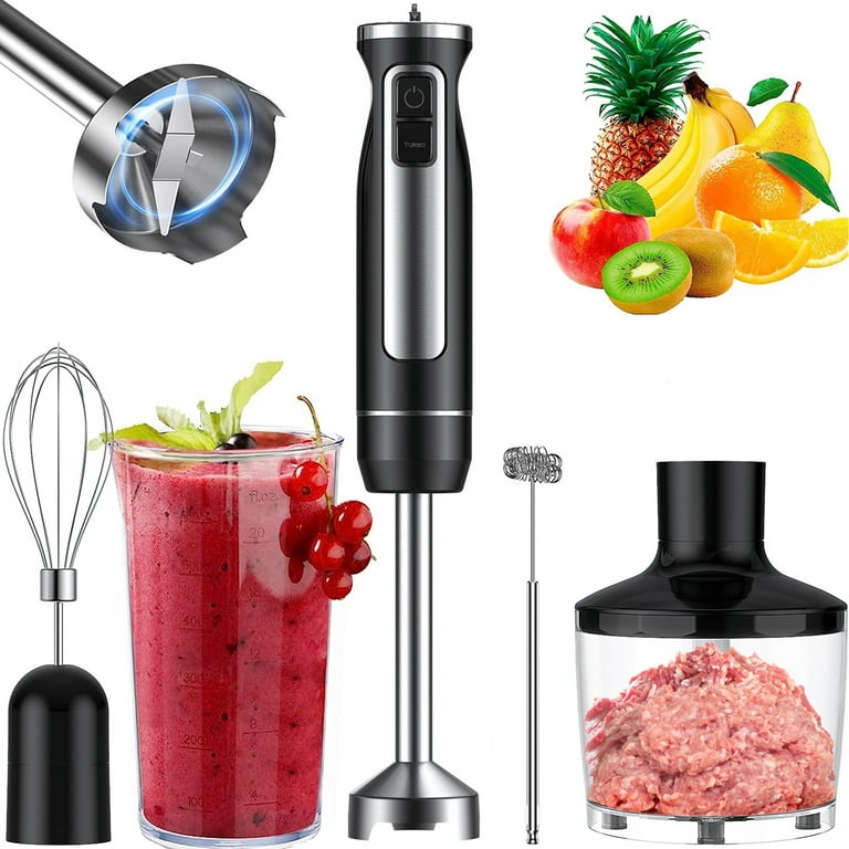Davivy Immersion Blender Handheld, 6-in-1 Hand Blender Combo, 8 Cup Food  Processors Stepless Control 304 Stainless Steel Stick (8-CUP Hand Blender