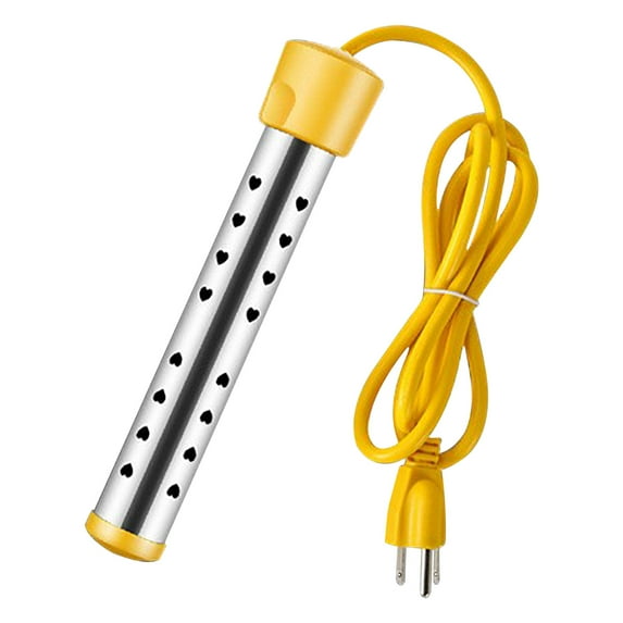 Immersion Heater Water Heater Stainless Steel Immersion Water Heater Bucket Heater 2500W Fast Heating Portable Pool Bath Tub Heater Auto Shut-Off Safety Protection Yellow