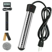 Immersion Water Heater, 1500W Electric Bucket Heater Stainless-Steel Portable Submersible Water Heater with Digital Thermometer for Inflatable Pool Bathtub, Basin