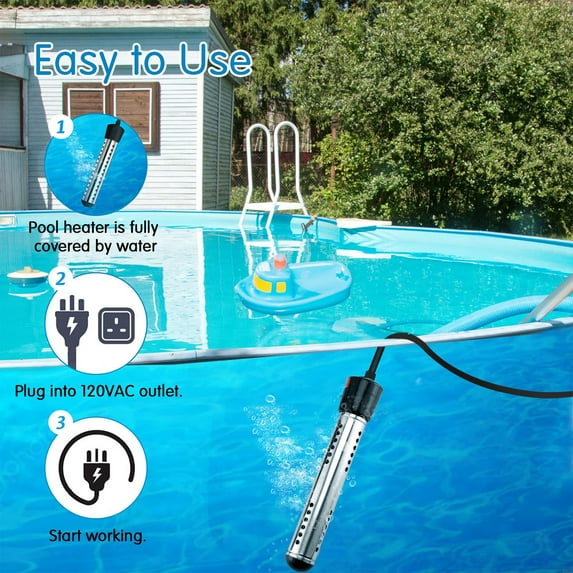 Immersion Water Heater,1500W Submersible Anti-scalding Bucket Heater with Full 304 Stainless-steel Guard,Rapid Heating in Minutes, Black, US plug