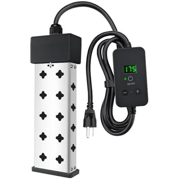 Immersion Water Heater 1800W, Portable Submersible, Real Time Temp Display, Thermostat Temp Control, Dry Burn Protection, Heating for Buckets Bathtubs Hot Tubs Above Ground and Inflatable Pools