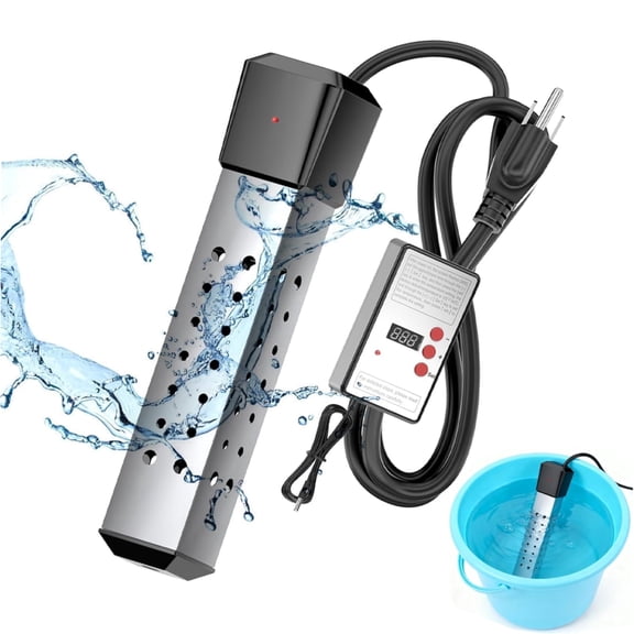 Immersion Water Heater, 2000W Portable Electric Water Heater with Timed Power Off, Bucket Immersion Tub Heater,Fast Heating for Buckets