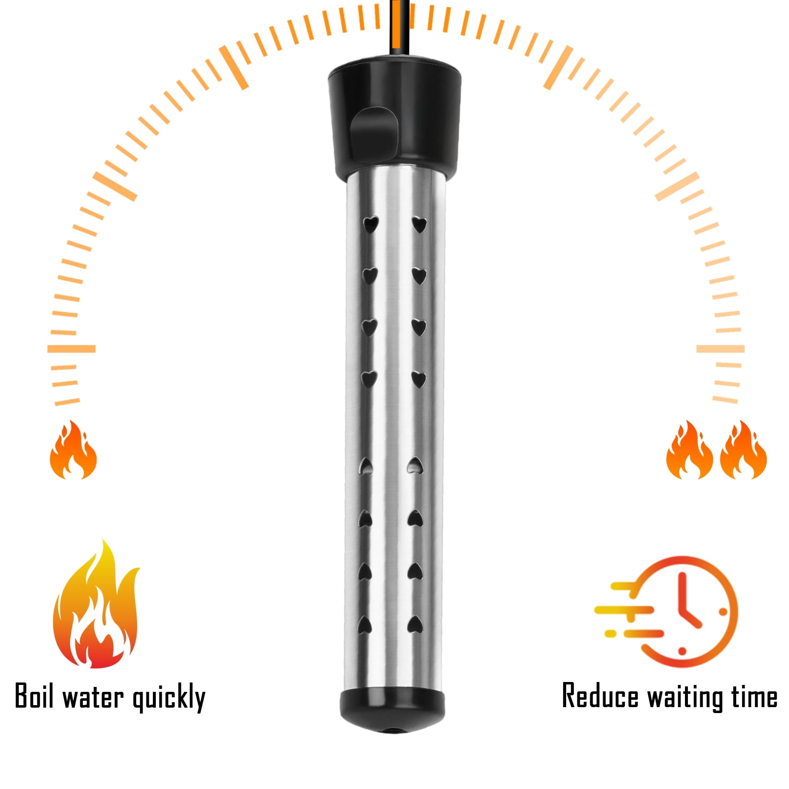 Immersion Water Heater, Electric Bucket Heater Stainless-Steel Portable ...