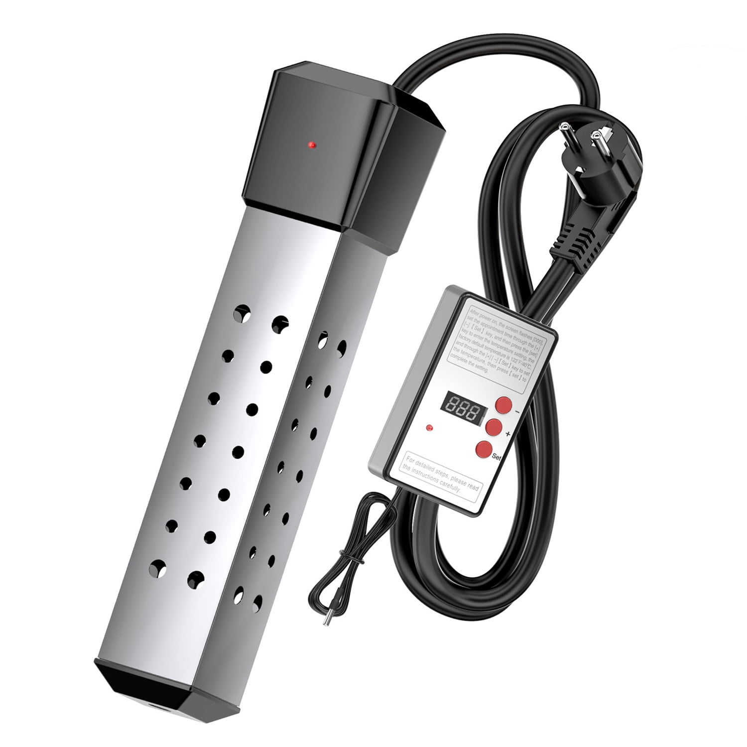 Immersion Water Heater with Temperature Control, 2000W Thermostat Portable Water Heater, Submersible Bucket Water Heater with Stainless Steel Guard, for Mini Pool, Bathtub, Travel