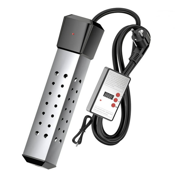 Immersion Water Heater with Temperature Control, 2000W Thermostat Portable Water Heater, Submersible Bucket Water Heater with Stainless Steel Guard, for Mini Pool, Bathtub, Travel