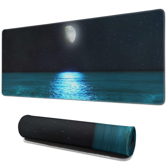 Immersive Gaming Experience: Extended SciFi Space Moon Gaming Mouse Pad, Stitched Edges, Anti-Slip, Premium Keyboard Desk Mat for Gaming, Home & Office, Large Size 31.5x11.8 Inch