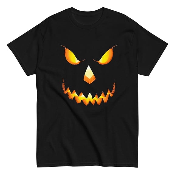 Immersive - Horror Graphic Tee,Tops Has Bold “‘Pumpkin’ Text & Glow Pattern” Design,Round Neck Regular Fit T - shirts, Size(S - 5XL)