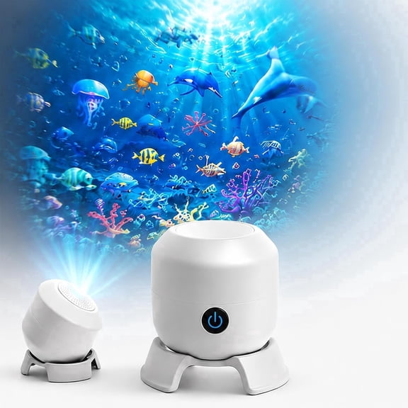 Immersive Ocean Projector, Hd Smart Dynamic 5D Holographic Night Light Projector, 360° Rotating USB Galaxy Projector Night Light for Bedroom, Meditation, Home Theater