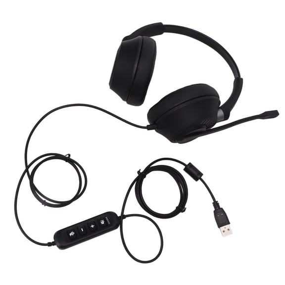 Immersive USB Gaming Headset with Active Noise Canceling Microphone and Volume Controls for PC Computers and Laptops, Ideal for Communication, Black color, Measures approximately 8.27 inches / 21 cm.