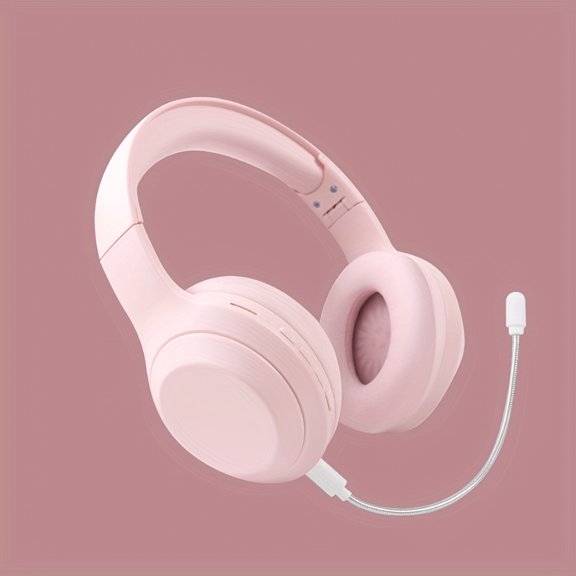 Immersive audio headphones with an adjustable folding design to fit all ear shapes, built-in microphone, USB-C charging, ideal for gamers and music/movie lovers.