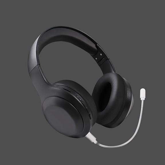 Immersive audio headphones with an adjustable folding design to fit all ear shapes, built-in microphone, USB-C charging, ideal for gamers and music/movie lovers.