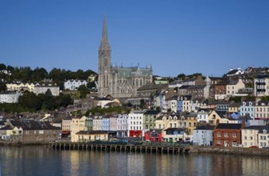 Immigrant Embarkation Harbour Terraced Houses and St Colmans Cathedral Cobh County Cork Ireland Canvas Art - Panoramic Images (24 x 16)
