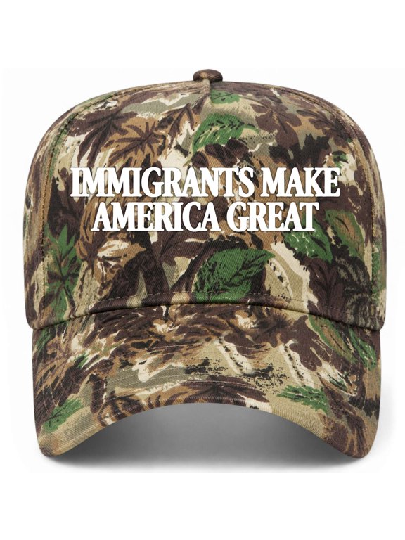 Immigrants Make America Great Hat (Woodland Camo)