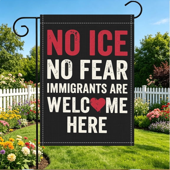 Immigrants Welcome Inclusive Garden Flag, Lawn Porch Liberal Housewarming Decor, Thanksgiving Christmas Gift