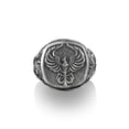 thumbnail image 1 of Immortal Phoenix Bird Signet Ring, Sterling Silver Square Signet Ring, Greek Mythology Jewelry, Mens Gold Signet Ring, Pinky Rings for Women, 1 of 5