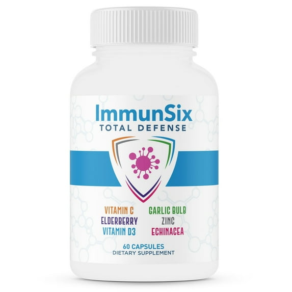 ImmunSix - Elderberry Vitamins, Vitamin C and D3, Zinc, Garlic Bulb & Echinacea Pills - 1 Month Supply