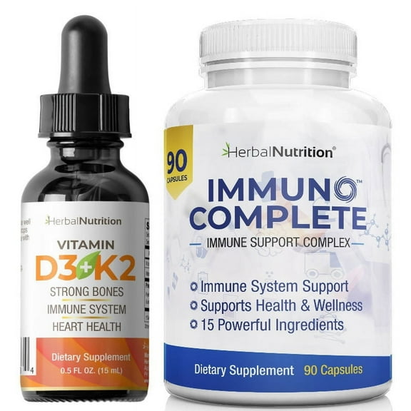 Immune Boosting Combo - D3 Liquid Drops Plus Immuno Complete Multi-Ingredient Capsules
