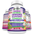 thumbnail image 1 of Immune Support Herbal Supplement - Advanced 12 in 1 Daily Immune Support Booster - Elderberry, Ginger, Garlic, Holy Basil, Green Tea Extract, Milk Thistle, Mushroom & Panax Ginseng - 90 Vegan Capsules, 1 of 7
