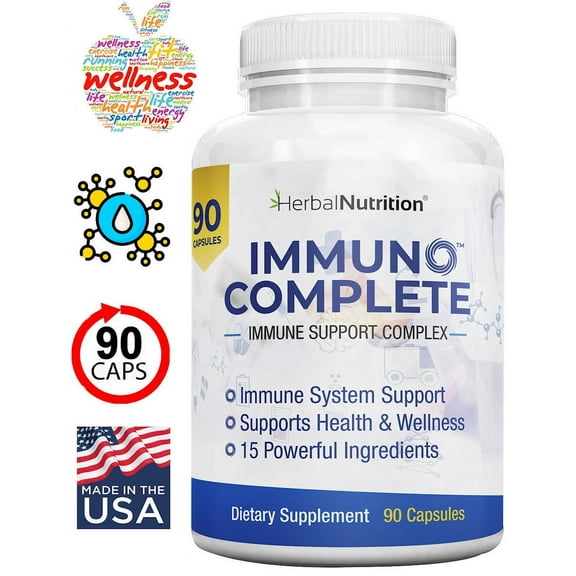 Immune Support Supplement, Immuno Complete is 15 Powerful Ingredients Vitamin C, D, Zinc, Magnesium, Elderberry Plus 10 More