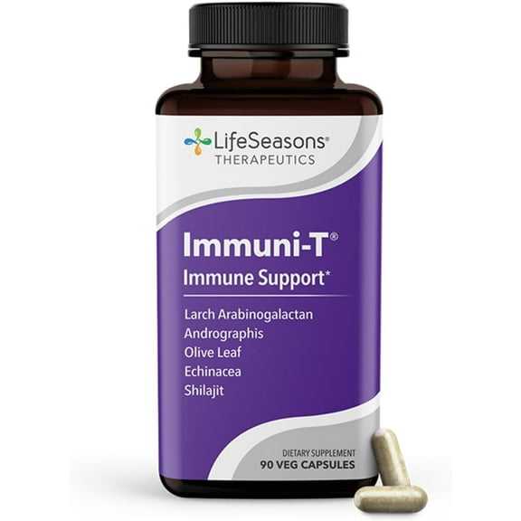 LifeSeasons Immuni-T - Immune Support Supplement - Immunity System Booster - Natural Cold & Flu Relief - Elderberry, Echinacea, Andrographis, Arabinogalactans & Olive Leaf - 90 Capsules