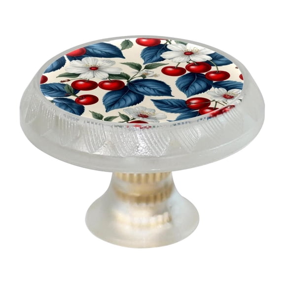 Imobaby 4 Pcs Plastic Round Cabinet Knob Home Decor - Blue Leaf Cornus Flower
