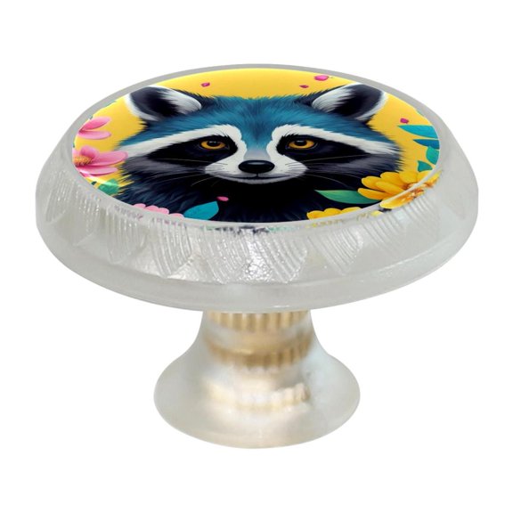 Imobaby 4 Pcs Plastic Round Cabinet Knob Home Decor - Color Raccoon
