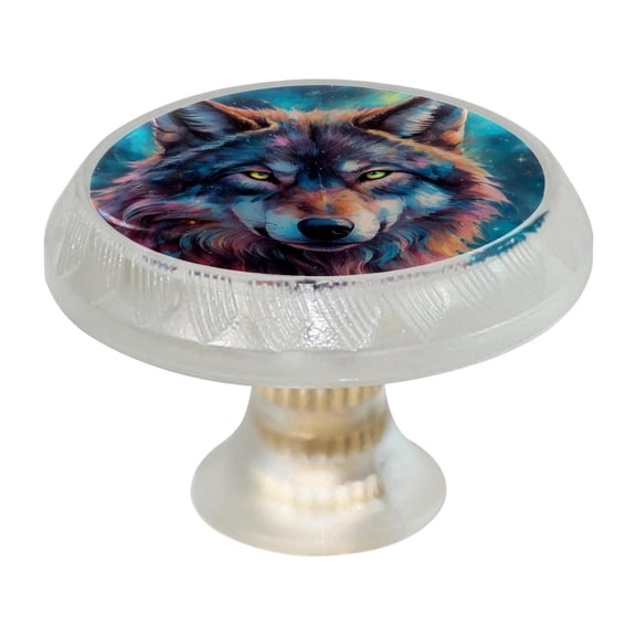 Imobaby 4 Pcs Plastic Round Cabinet Knob Home Decor - Colorful Hairy Wolf Warrior