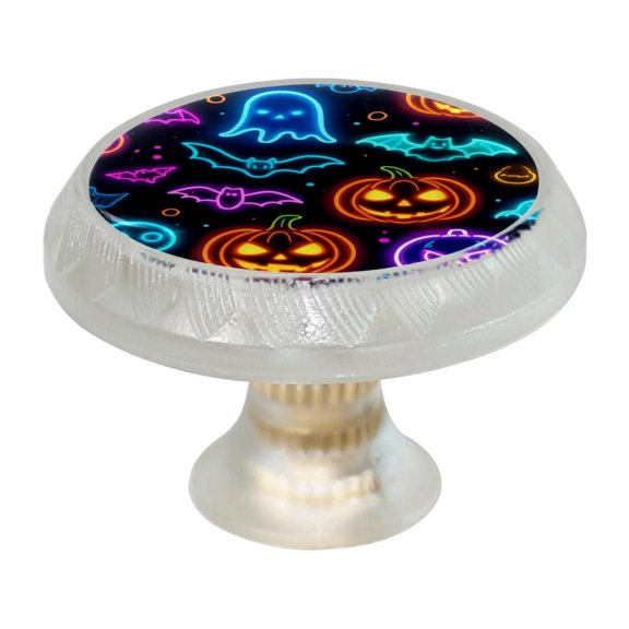 Imobaby 4 Pcs Plastic Round Cabinet Knob Home Decor - Fluorescent Color Lines Pumpkin Bat