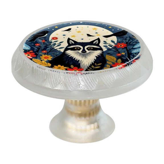 Imobaby 4 Pcs Plastic Round Cabinet Knob Home Decor - Night Glow Flowers Sloth