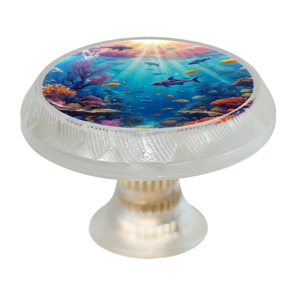 Imobaby 4 Pcs Plastic Round Cabinet Knob Home Decor - Ocean World under the Sun